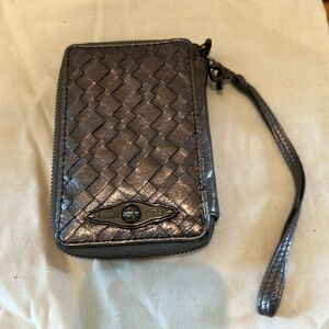 Elliott Lucca Pewter Metallic Wristlet Wallet | Woven | Travel | Small